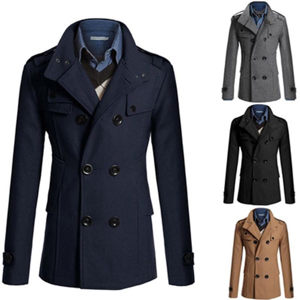 men's woolen trench button coat autumn winter new men's brand british jacket slim middle long style fashion clothes, Black;brown
men's woolen trench button coat autumn winter new men's brand british jacket slim middle long style fashion clothes, Black;brown