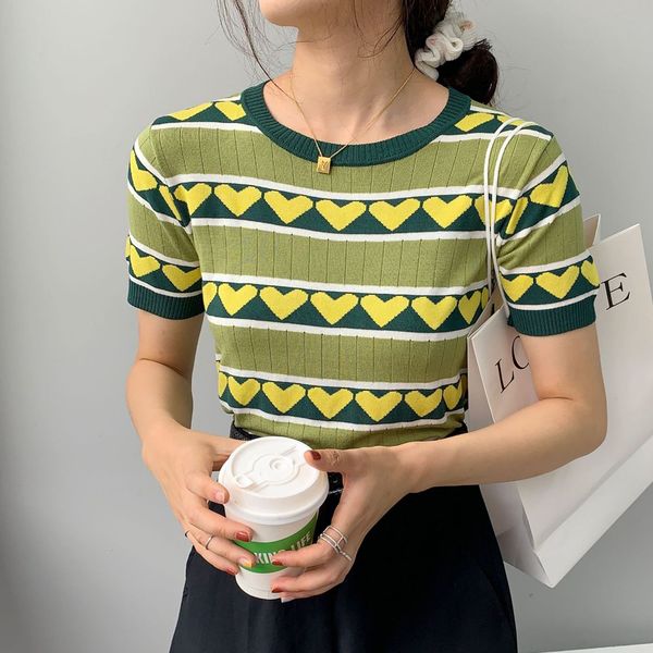 new 2021 o-neck t shirts short sleeve heart print slim knitted casual women summer pull femme yur5, White
new 2021 o-neck t shirts short sleeve heart print slim knitted casual women summer pull femme yur5, White