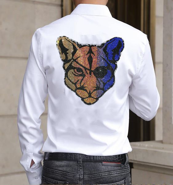 casual style shirts white black rhinestone long sleeve design chemise regular color fit male
casual style shirts white black rhinestone long sleeve design chemise regular color fit male