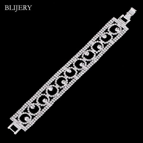 blijery luxury crystal bracelets & bangles for women silver plated rhinestone geometric bridal bracelets femme wedding jewelry, Black
blijery luxury crystal bracelets & bangles for women silver plated rhinestone geometric bridal bracelets femme wedding jewelry, Black