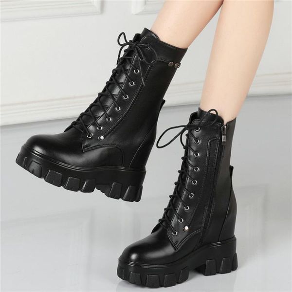 lace up fashion sneakers women genuine leather high heel ankle boots female high round toe platform trainers casual shoes, Black
lace up fashion sneakers women genuine leather high heel ankle boots female high round toe platform trainers casual shoes, Black
