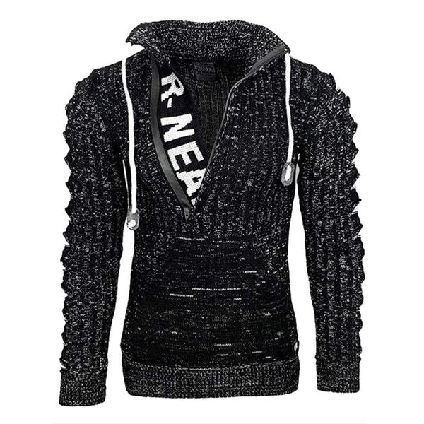 men knitted sweaters autumn winter letters sweater long sleeve turn down collar ripped hooded thick pullovers warm with pocket, White;black
men knitted sweaters autumn winter letters sweater long sleeve turn down collar ripped hooded thick pullovers warm with pocket, White;black