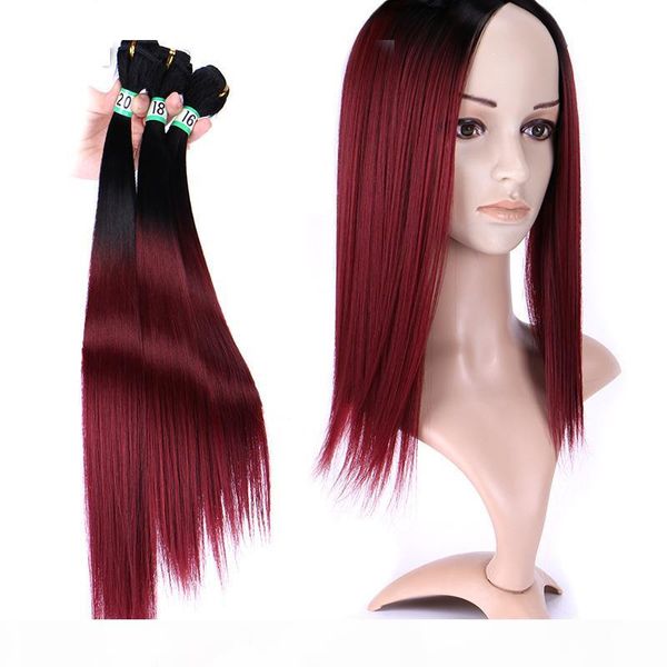 ladies hair wefts 3 bundles straight ombre burgundy hair weaving high temperature fiber ponytails middle bangs hair raw machine weft, Black
ladies hair wefts 3 bundles straight ombre burgundy hair weaving high temperature fiber ponytails middle bangs hair raw machine weft, Black
