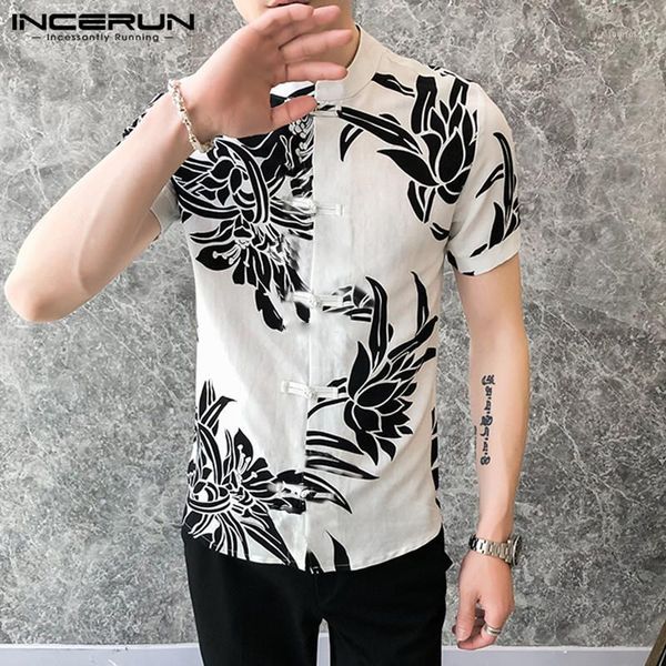 men's casual shirts incerun men vintage printed short sleeve stand collar blouse retro buttons camisa man brand blusas hombre chemise1, White;black
men's casual shirts incerun men vintage printed short sleeve stand collar blouse retro buttons camisa man brand blusas hombre chemise1, White;black