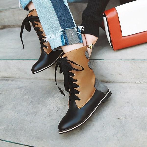 2020 women fashion vintage mixed colors shoes female autumn winter platform mid-calf boots woman lace up casual boots maziao, Black
2020 women fashion vintage mixed colors shoes female autumn winter platform mid-calf boots woman lace up casual boots maziao, Black