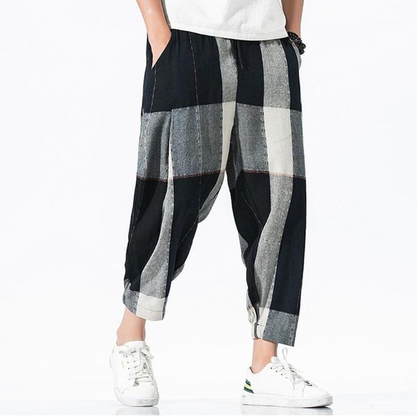 casual harem pants men cotton linen pants trousers chinese traditional harajuku plaid patchwork ankle-length pant1, Black
casual harem pants men cotton linen pants trousers chinese traditional harajuku plaid patchwork ankle-length pant1, Black