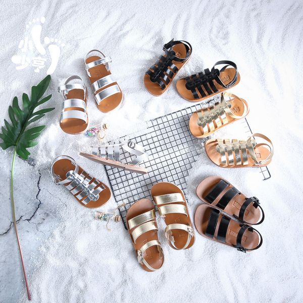 Girls Sandals Baby Gladiator Sandals Silver Boys Kids Beach Shoes 2020 Summer Children Fashion Quality Toddler Casual Sandals Y200623