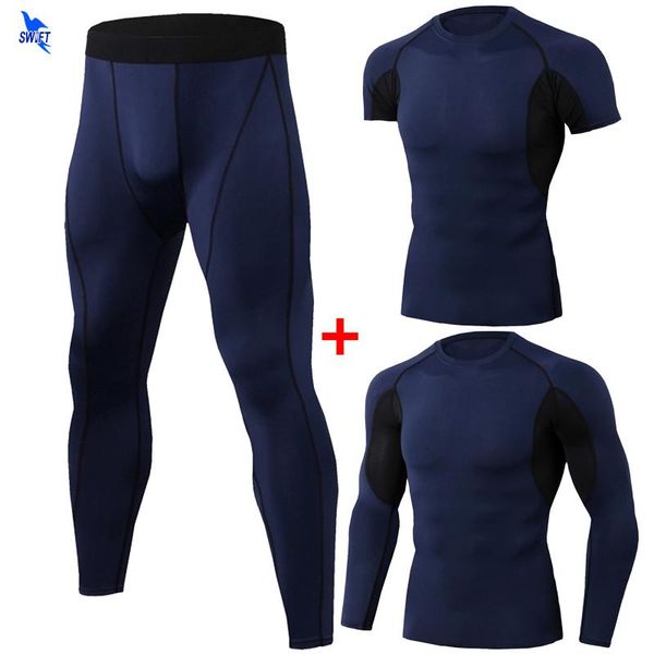 running sets 3pcs compression mens sport suit quick dry set short/long sleeve shirt+tights tracksuits gym fitness training sportswear, Black;blue
running sets 3pcs compression mens sport suit quick dry set short/long sleeve shirt+tights tracksuits gym fitness training sportswear, Black;blue
