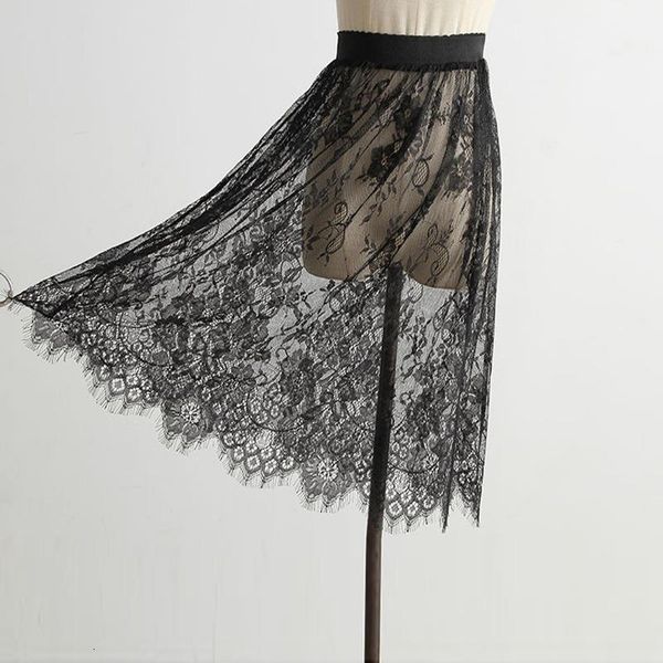 korean fashion women mesh lace transparent short skirt overskirt ladies elastic high waist black white knee-length skirt
korean fashion women mesh lace transparent short skirt overskirt ladies elastic high waist black white knee-length skirt