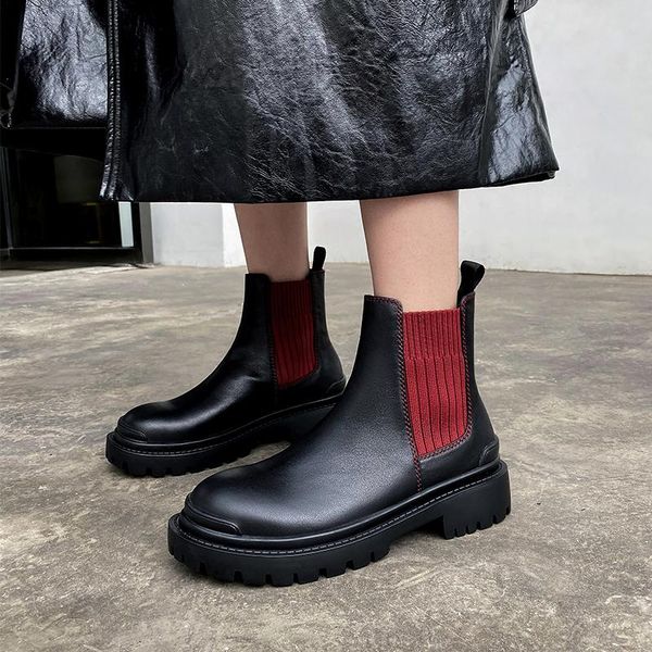 vintage genuine leather low heels women boots shoes woman 2021 autumn winter platform party working ankle boots, Black
vintage genuine leather low heels women boots shoes woman 2021 autumn winter platform party working ankle boots, Black