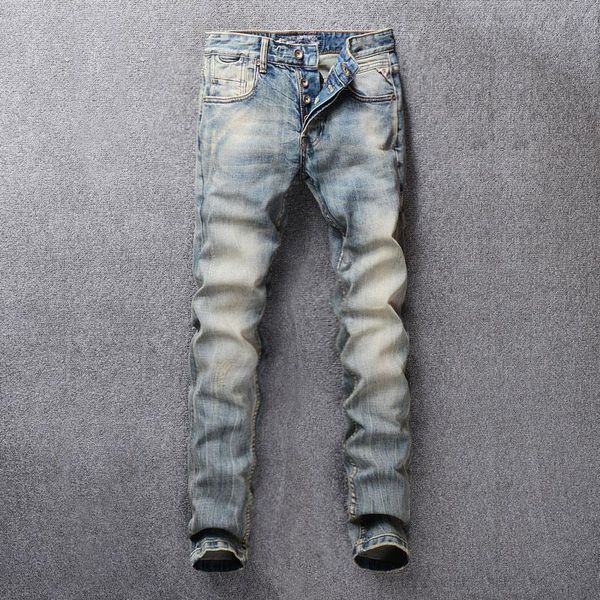 vintage classical men jeans retro washed slim fit little elastic denim pants 98% cotton fashion jeans men basic buttons, Blue
vintage classical men jeans retro washed slim fit little elastic denim pants 98% cotton fashion jeans men basic buttons, Blue