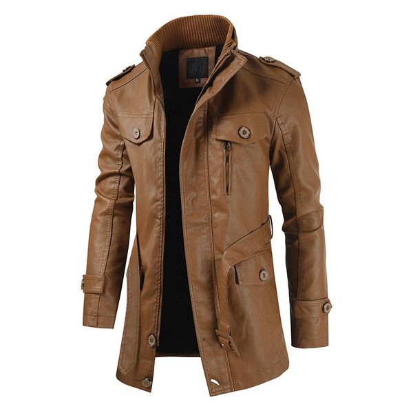 new mens casual leather clothing coat vintage pu leather stand-up collar slim fit mid-length leather coat w, Black
new mens casual leather clothing coat vintage pu leather stand-up collar slim fit mid-length leather coat w, Black