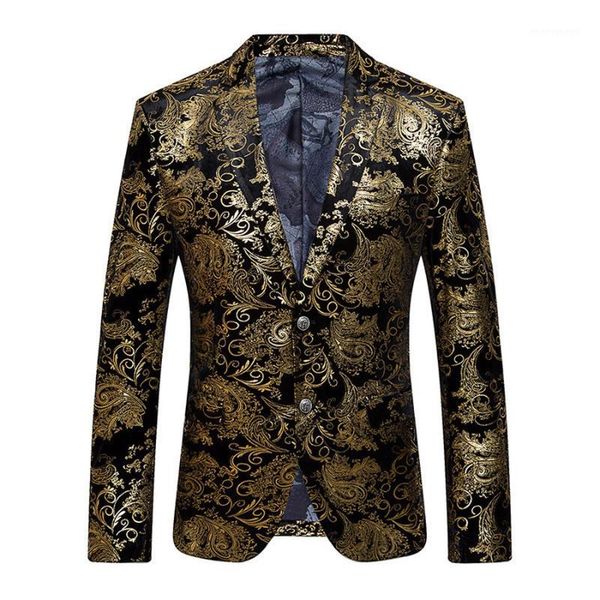 gold printed velour blazer men slim fit patry formal dress suit jacket casual mens floral blazers single breasted stage clothes1, White;black
gold printed velour blazer men slim fit patry formal dress suit jacket casual mens floral blazers single breasted stage clothes1, White;black