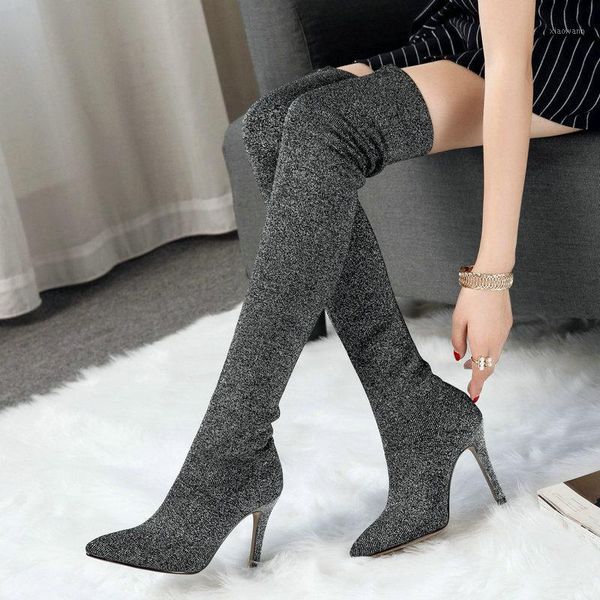 fashion stovepipe pointed heel women thin heel sock boots thigh high boots ladies over the knee1, Black
fashion stovepipe pointed heel women thin heel sock boots thigh high boots ladies over the knee1, Black