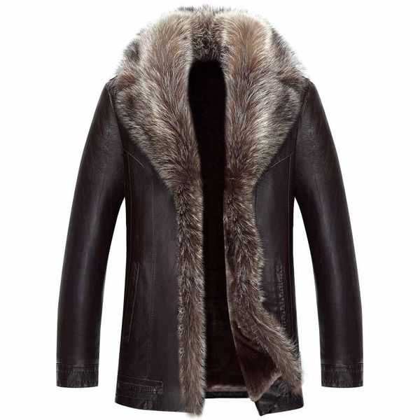 men's fur & faux mens winter coat inside leather jacket real raccoon hood luxury outwear overcoat warm thickening plus size 4xl 5xl, Black
men's fur & faux mens winter coat inside leather jacket real raccoon hood luxury outwear overcoat warm thickening plus size 4xl 5xl, Black