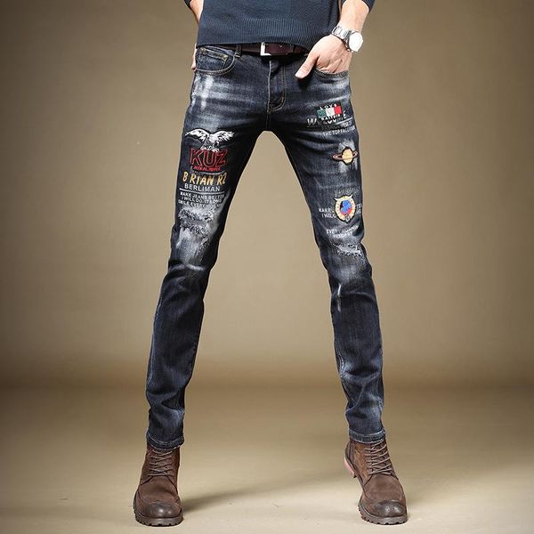 men's jeans streetwear men fashion embroidery printed distressed stretch blue denim pants
men's jeans streetwear men fashion embroidery printed distressed stretch blue denim pants