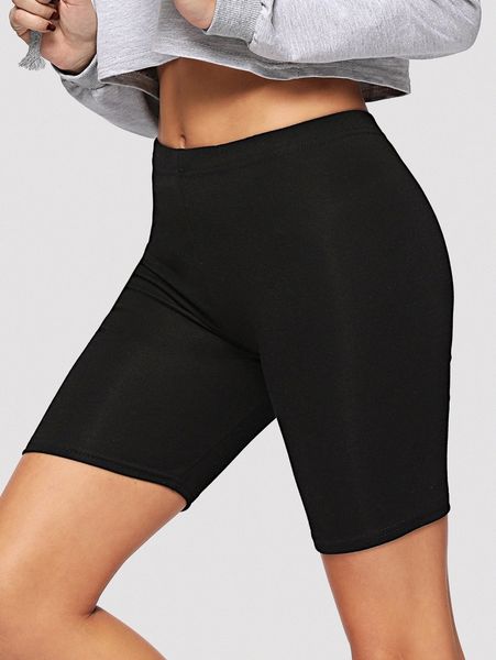 solid high-rise biker shorts p6y1#, Black 
solid high-rise biker shorts p6y1#, Black