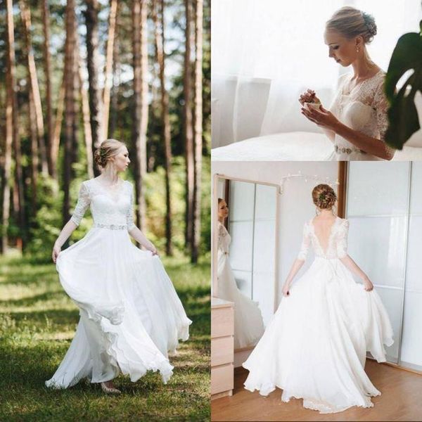 2021 country wedding dresses chiffon scalloped v neck half sleeves lace beaded sash crystals custom made a line wedding gown vestidos, White
2021 country wedding dresses chiffon scalloped v neck half sleeves lace beaded sash crystals custom made a line wedding gown vestidos, White