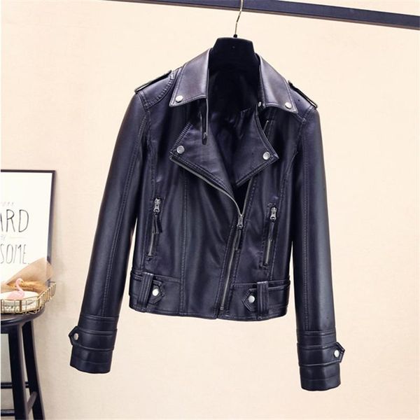 women's leather & faux 2021 spring autumn women lapel jacket korean short motorcycle wash pu coat slim ladies outerwear g103, Black
women's leather & faux 2021 spring autumn women lapel jacket korean short motorcycle wash pu coat slim ladies outerwear g103, Black