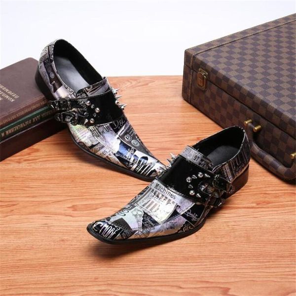 italy luxury patent leather men oxford shoes square toe graffiti rivets men dress shoes metal buckle wedding formal brogue, Black
italy luxury patent leather men oxford shoes square toe graffiti rivets men dress shoes metal buckle wedding formal brogue, Black