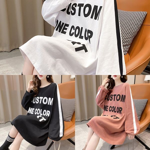 qohun 9b polyester fiber women's cotton sweater 2020 autumn loose large size color matching medium and long round neck 25 sweater 9bfbu, Black
qohun 9b polyester fiber women's cotton sweater 2020 autumn loose large size color matching medium and long round neck 25 sweater 9bfbu, Black