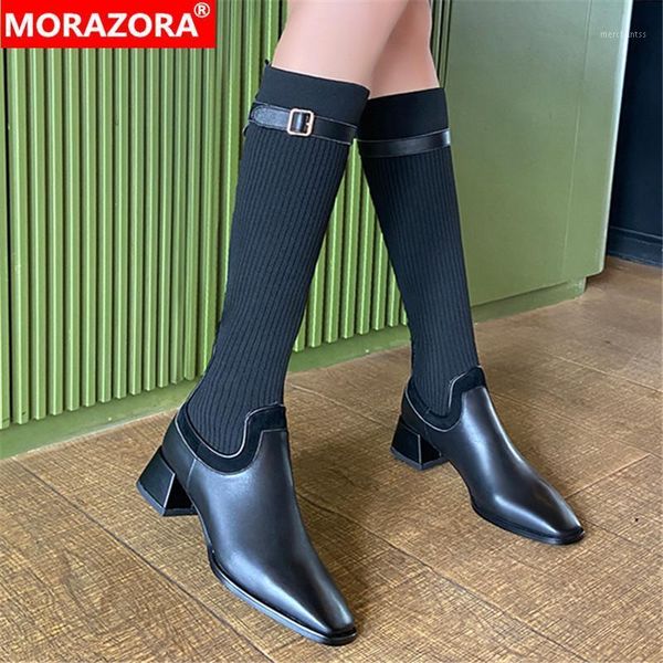 morazora 2020 women boots low heel square toe black brown color ladies shoes genuine leather winter knee high boots1
morazora 2020 women boots low heel square toe black brown color ladies shoes genuine leather winter knee high boots1