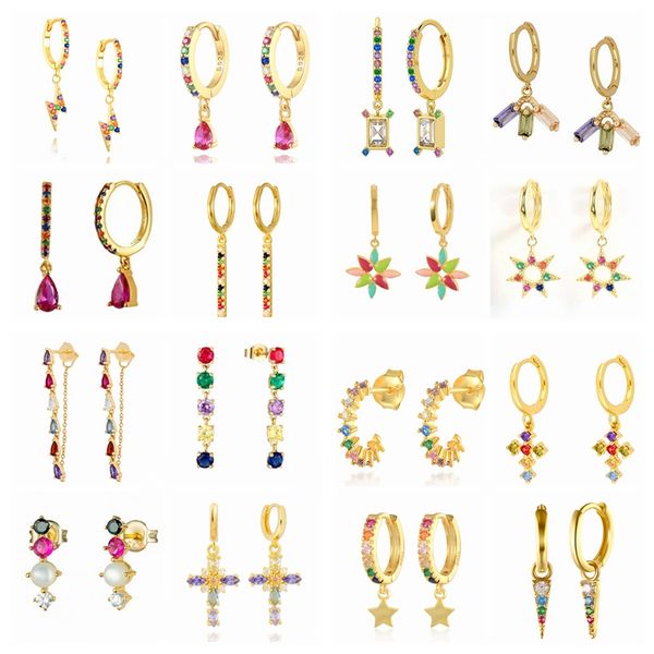 canner lightning star cross color zircon earrings for women 925 sterling silver piercing earrings hoop pendiente wedding jewelry, Golden;silver
canner lightning star cross color zircon earrings for women 925 sterling silver piercing earrings hoop pendiente wedding jewelry, Golden;silver