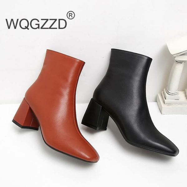 boots chaussures femme high heels women's ankle genuine leather zipper square toe keep warm woomen plus size 431, Black
boots chaussures femme high heels women's ankle genuine leather zipper square toe keep warm woomen plus size 431, Black