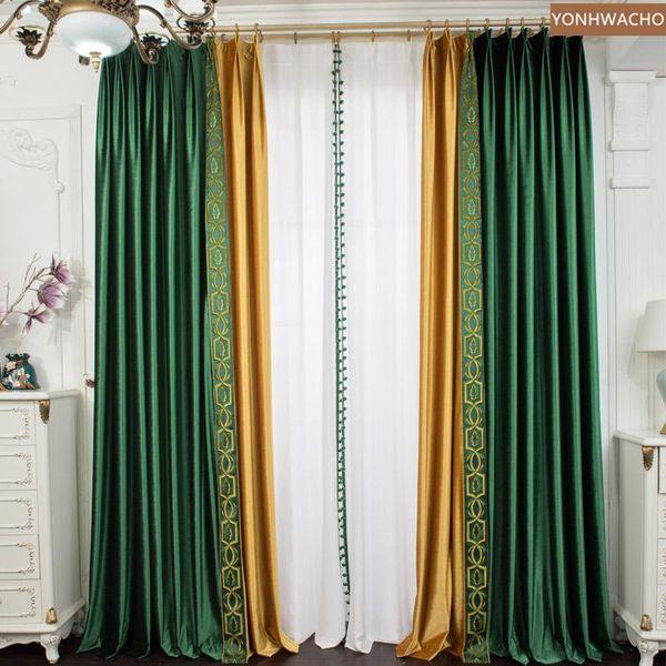 custom curtain american light luxury thick shading matching velvet screen green cloth blackout curtain tulle panel c479 
custom curtain american light luxury thick shading matching velvet screen green cloth blackout curtain tulle panel c479