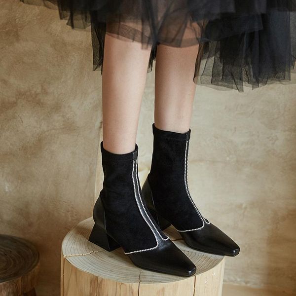 retro patchwork genuine leather women boots autumn winter warm ankle boots party office shoes woman high heels, Black
retro patchwork genuine leather women boots autumn winter warm ankle boots party office shoes woman high heels, Black