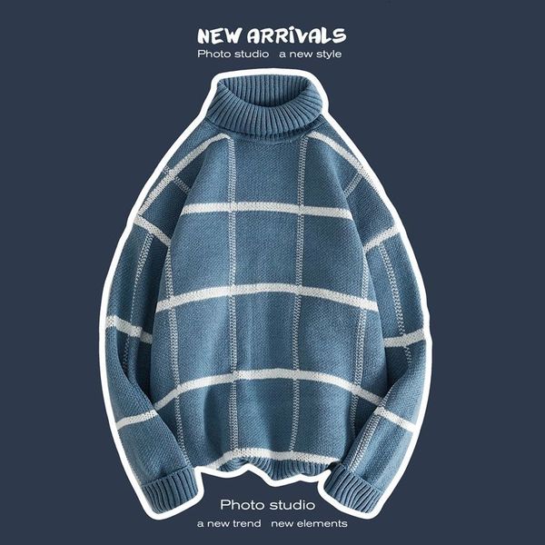 winter plaid turtleneck sweater men's warm fashion retro casual knit pullover men wild loose knitting sweaters mens clothes, White;black
winter plaid turtleneck sweater men's warm fashion retro casual knit pullover men wild loose knitting sweaters mens clothes, White;black