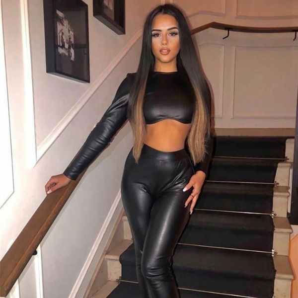 women's tracksuits women long sleeve crop + pu faux leather pencil pants two piece set fitness tracksuit outfits autumn, Gray
women's tracksuits women long sleeve crop + pu faux leather pencil pants two piece set fitness tracksuit outfits autumn, Gray