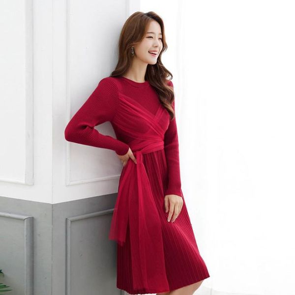 women's mesh 2021 new long sleeve, knitted dress winter bgss, Black;gray 
women's mesh 2021 new long sleeve, knitted dress winter bgss, Black;gray