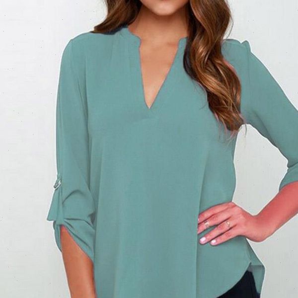 women blouse deep v neck foldable long sleeve loose chiffon shirt plain casual elegant office lady plus size 5xl, White
women blouse deep v neck foldable long sleeve loose chiffon shirt plain casual elegant office lady plus size 5xl, White