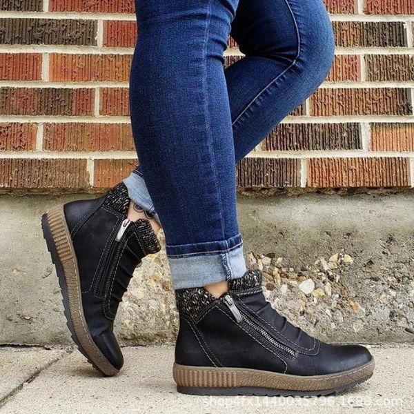 women snow boots plush new warm ankle boots for women winter waterproof female winter shoes booties, Black