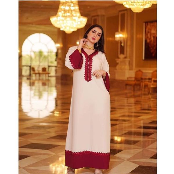 

ethnic clothing muslim women maxi dress jalabiya dubai abaya islamic robe kaftan moroccan turkey eid mubarak abayas middle east ramadan, Red