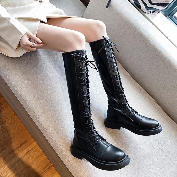 med heel boots shoes thigh high heels high round toe booties ladies boots-women over-the-knee rock autumn, Black
med heel boots shoes thigh high heels high round toe booties ladies boots-women over-the-knee rock autumn, Black