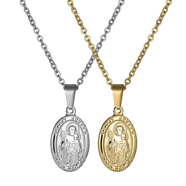pendant necklaces stainless steel virgin mary o shape chain christ child necklace goddess catholic choker for women, Silver
pendant necklaces stainless steel virgin mary o shape chain christ child necklace goddess catholic choker for women, Silver