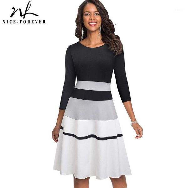 nice-forever retro elegant contrast color patchwork vestidos business party flare a-line women winter dress a1731, Black;gray
nice-forever retro elegant contrast color patchwork vestidos business party flare a-line women winter dress a1731, Black;gray