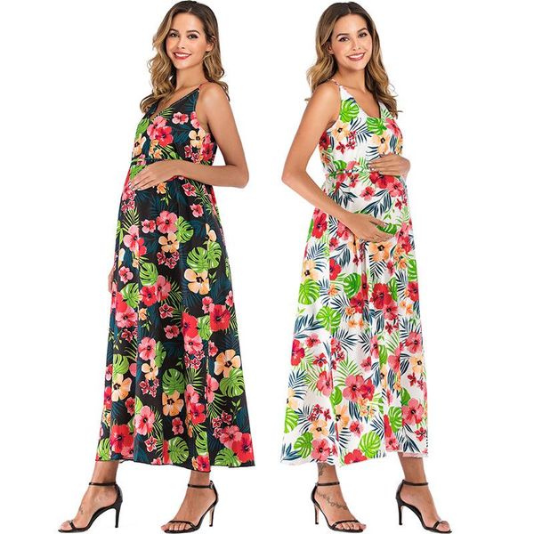 maternity dresses summer style printed sling beach dress for pregnant women long v-neck po shoot clothing, White
maternity dresses summer style printed sling beach dress for pregnant women long v-neck po shoot clothing, White