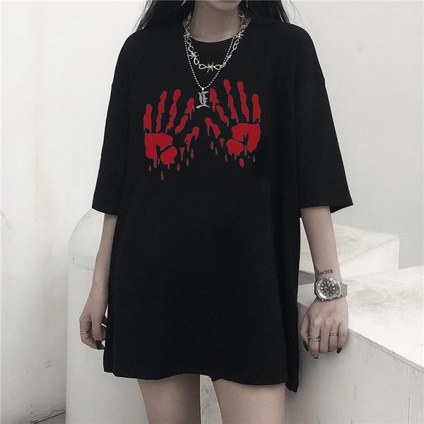 women's polos palm print gothic black punk style summer women short sleeve camiseta mujer poleras harajuku casual vintage female, White
women's polos palm print gothic black punk style summer women short sleeve camiseta mujer poleras harajuku casual vintage female, White