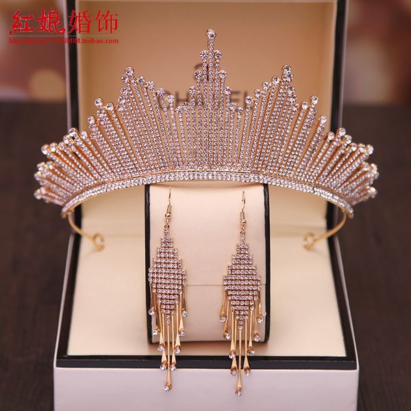 korean golden bride headdress earring set new atmosphere crown long wedding dress accessories, Silver
korean golden bride headdress earring set new atmosphere crown long wedding dress accessories, Silver