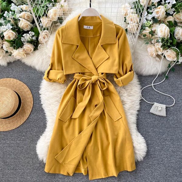 singrain women retro solid windbreaker autumn design notched double breasted outerwear korean fashion streetwear a-line coat, Tan;black
singrain women retro solid windbreaker autumn design notched double breasted outerwear korean fashion streetwear a-line coat, Tan;black