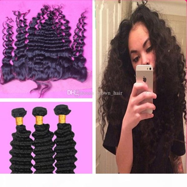 13x4 ear to ear lace frontals with 3 pcs deep wave hair bundles virgin human hair lace frontal with hair weaves, Black
13x4 ear to ear lace frontals with 3 pcs deep wave hair bundles virgin human hair lace frontal with hair weaves, Black