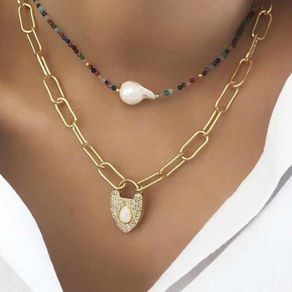 chokers 2021 novelty creative design lock shape pendant necklace curb cuban chain accessories women gifts punk statement chunky jewelry, Golden;silver
chokers 2021 novelty creative design lock shape pendant necklace curb cuban chain accessories women gifts punk statement chunky jewelry, Golden;silver