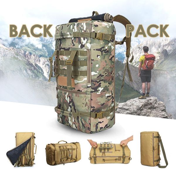 outdoor bags nylon 50l climbing hiking tactical backpack army camping mountaineering men sport molle 3d
