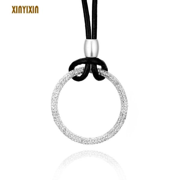 pendant necklaces round color crystal circle necklace women simple long black leather chain for fashion jewelry 2021, Silver
pendant necklaces round color crystal circle necklace women simple long black leather chain for fashion jewelry 2021, Silver