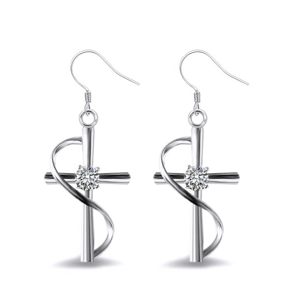 februaryfrost brand classic cross earrings for women with dazzling cubic zircon stone fashion twist design factory wholesale drop earrings, Silver
februaryfrost brand classic cross earrings for women with dazzling cubic zircon stone fashion twist design factory wholesale drop earrings, Silver