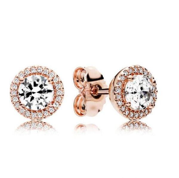 

Authentic 925 Silver Diamond Stud Earrings luxury designer Rose gold plated Jewelry for Pandora Love hearts Earring with Original box