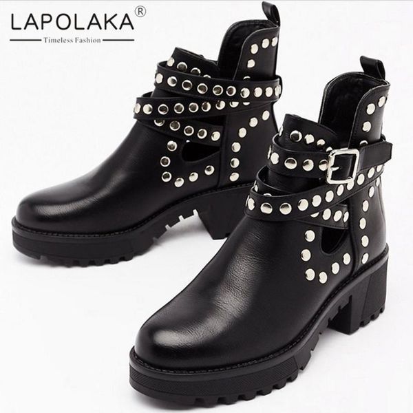 boots lapolaka fashion 2021 rivet shoes lady female chunky heels platform buckle strap office female1, Black
boots lapolaka fashion 2021 rivet shoes lady female chunky heels platform buckle strap office female1, Black